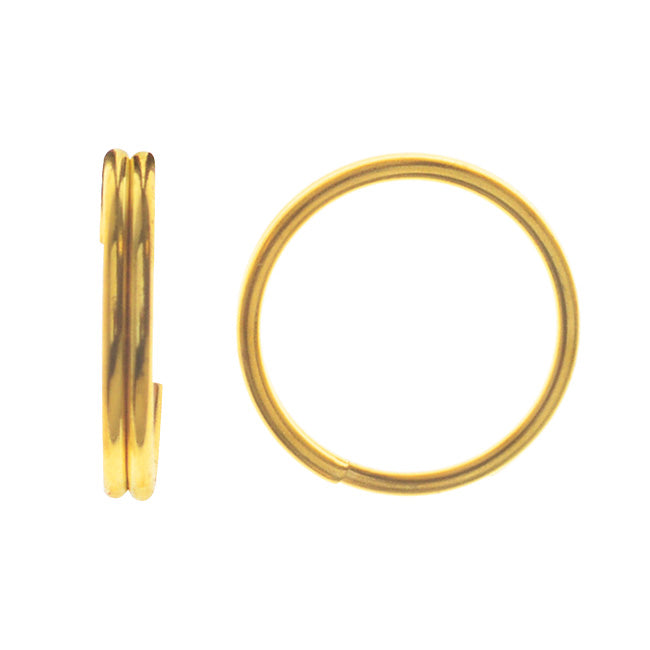 Split Rings, 8mm Diameter 23 Gauge Wire, Gold Plated (50 Pieces)