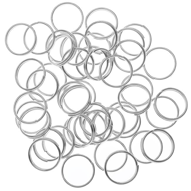 Split Rings, 8mm Diameter 23 Gauge Wire, Silver Plated (50 Pieces)