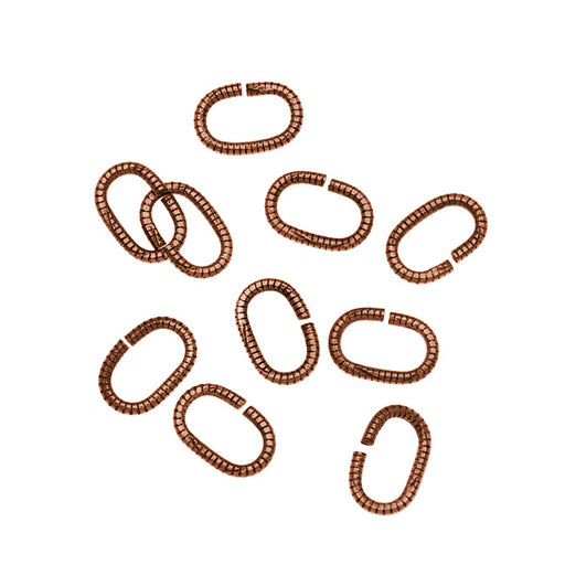 Nunn Design Antiqued Copper Plated Oval Textured Open Jump Rings 9mm (10 pcs)