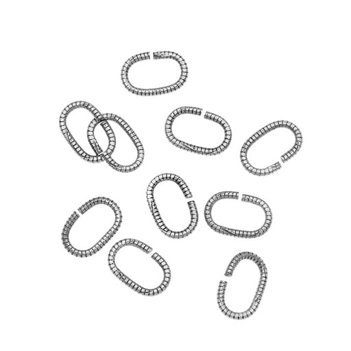 Nunn Design Antiqued Silver Plated Oval Textured Open Jump Rings 9mm (10 pcs)