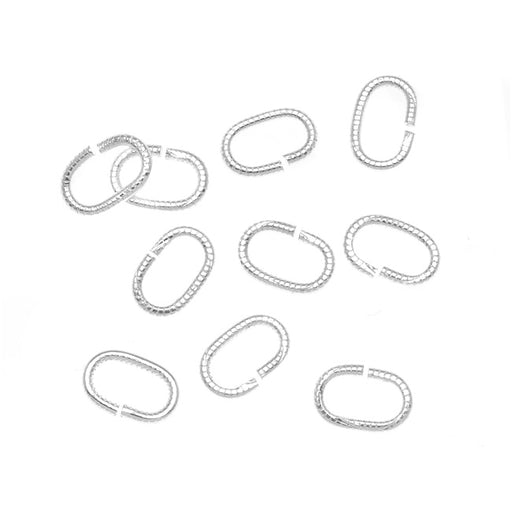 Nunn Design Silver Plated Oval Textured Open Jump Rings 9mm (10 pcs)