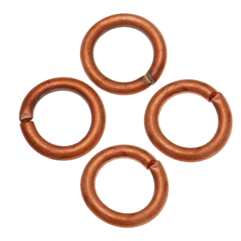 Jump Rings, Open 6mm 18 Gauge, Matte Copper (50 Pieces)