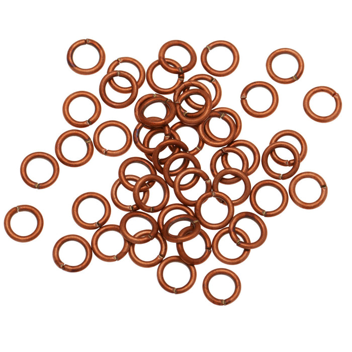 Jump Rings, Open 6mm 18 Gauge, Matte Copper (50 Pieces)