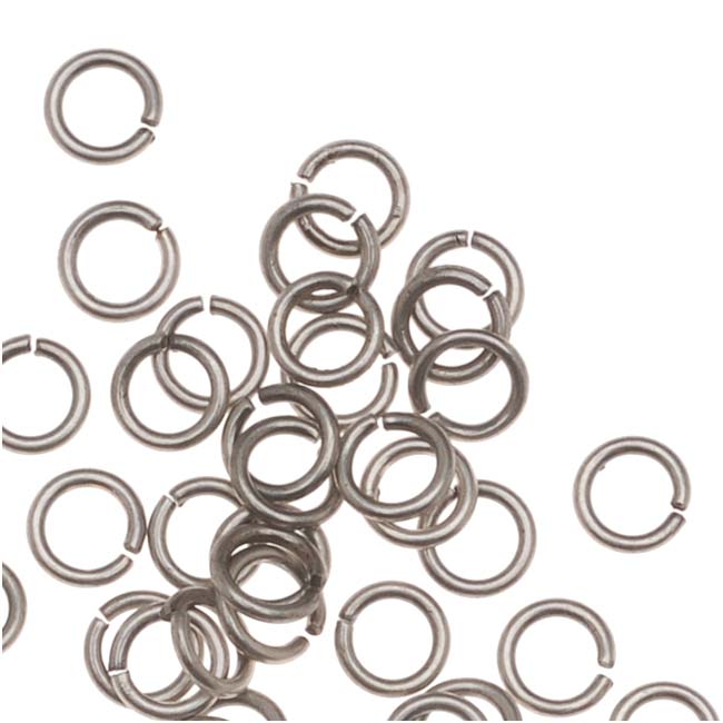 Antiqued Silver Plated Open Jump Rings 4mm 21 Gauge (50)