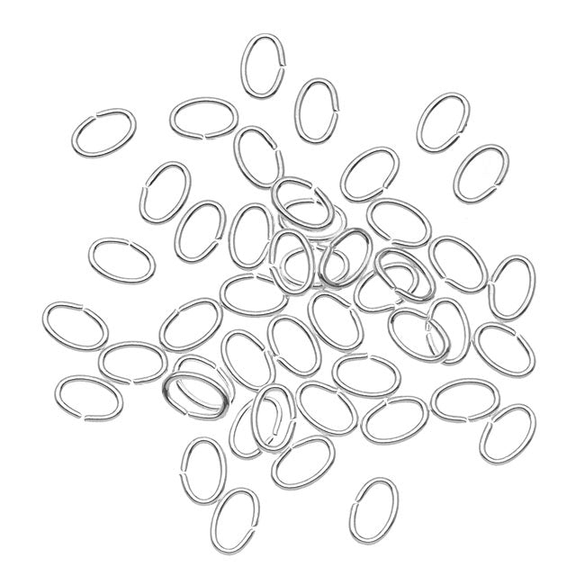 Silver Plated Open Jump Rings Oval 4x6mm 20 Gauge (50 pcs)