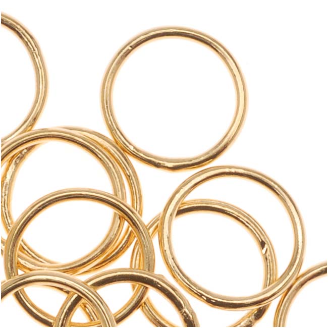 22K Gold Plated Closed Jump Rings 8mm 20 Gauge (20 pcs)