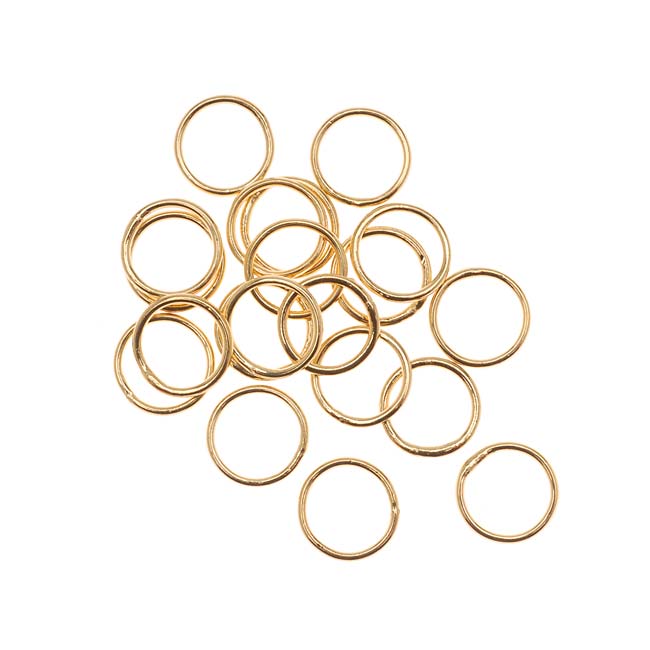 22K Gold Plated Closed Jump Rings 8mm 20 Gauge (20 pcs)