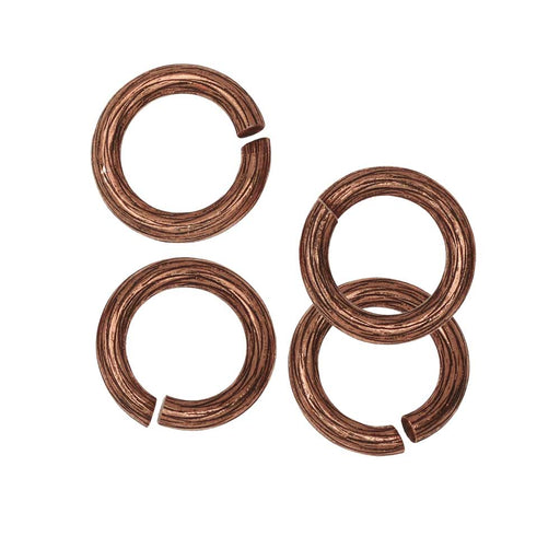 Nunn Design Jump Ring, Bark Textured Open 13 Gauge, 12mm, Antiqued Copper (4 Pieces)