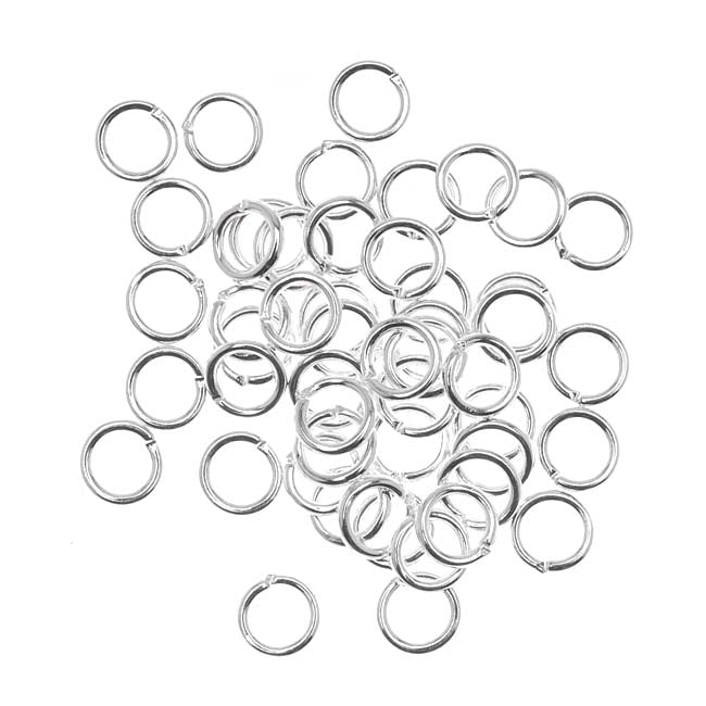 Silver Plated Open Jump Rings 6mm 18 Gauge (50 pcs)