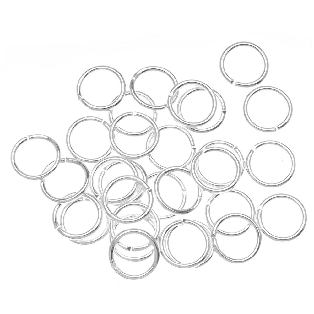 Silver Plated Open Jump Rings 8mm - 18 Gauge (100 pcs)