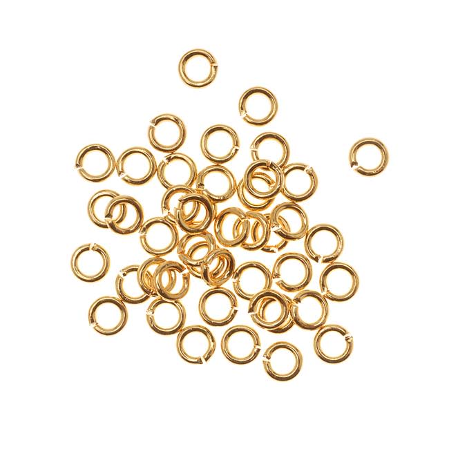 22K Gold Plated Open Jump Rings 4mm 19 Gauge (50 pcs)