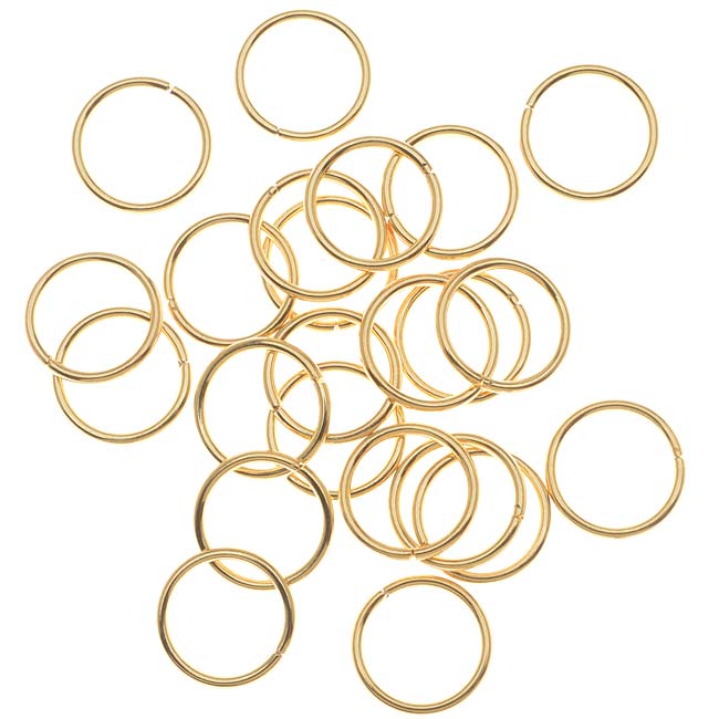 22K Gold Plated Open Jump Rings 10mm 18 Gauge (50 pcs)