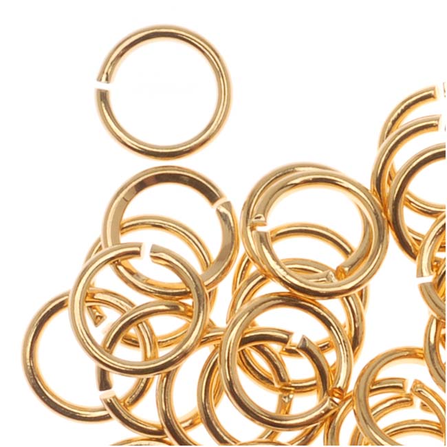 22K Gold Plated Open 5mm Jump Rings 21 Gauge (50)