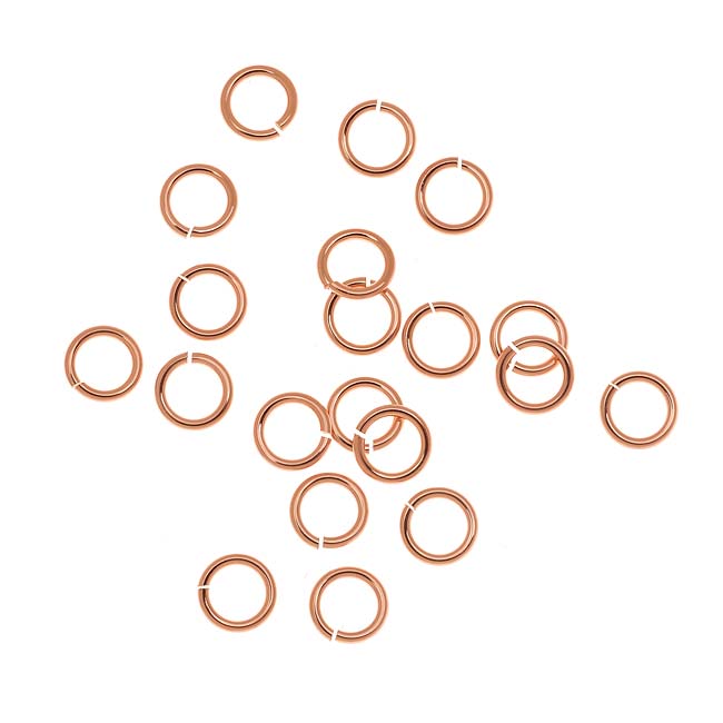 14K Rose Gold Filled 4mm Open Jump Rings 22 Gauge Thick (20 Pieces)