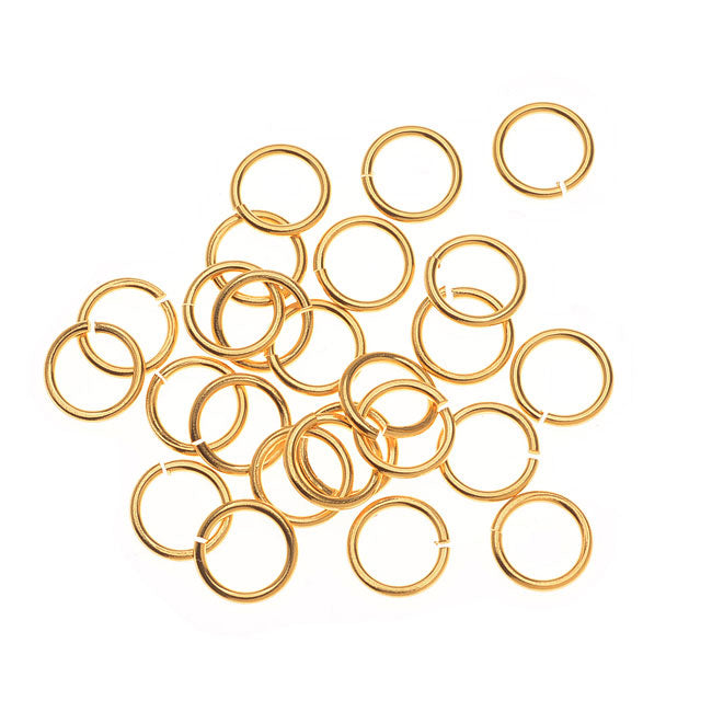TierraCast Pewter, Medium Open Jump Rings 7.4mm 22K Gold Plated (25 Pieces)