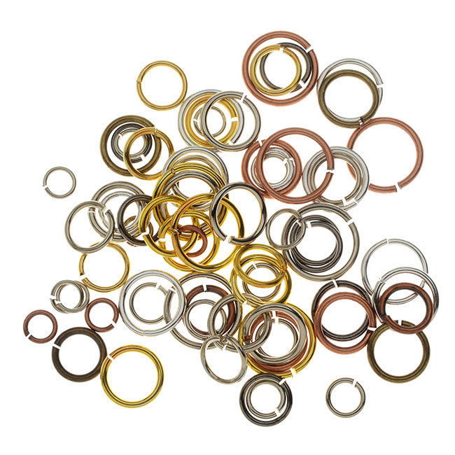 Open Jump Rings Variety Pack, Assorted 4-10mm Size Mix, 50-80 Pieces 7.5 Grams, Multi-Colored