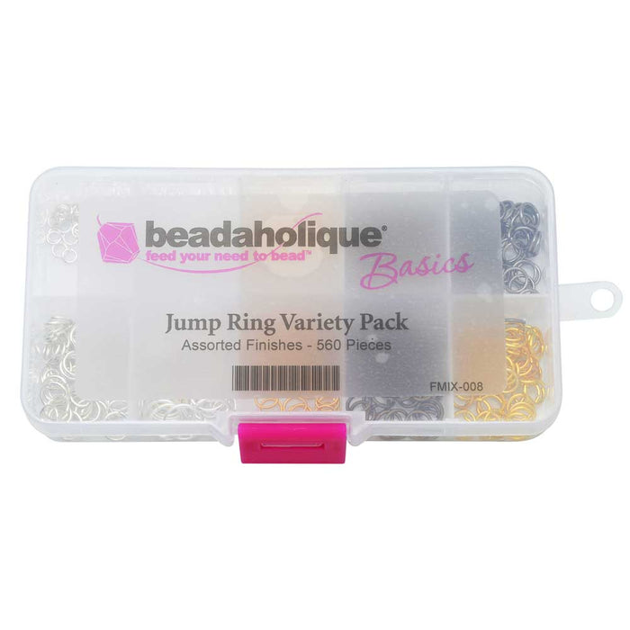 Beadaholique Basics, Jump Ring Variety Pack, Assorted Finishes (560 Pieces)
