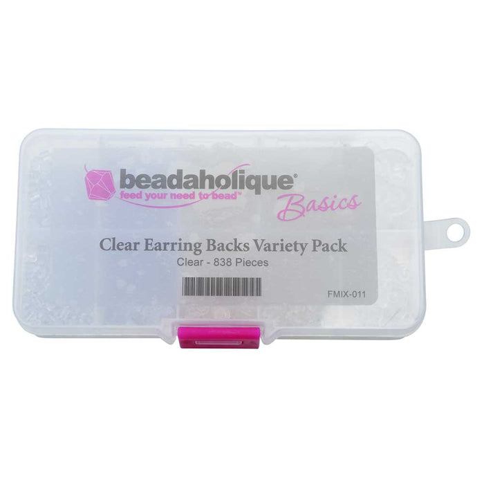 Beadaholique Basics, Clear Earring Backs Variety Pack, Clear (838 Pieces)