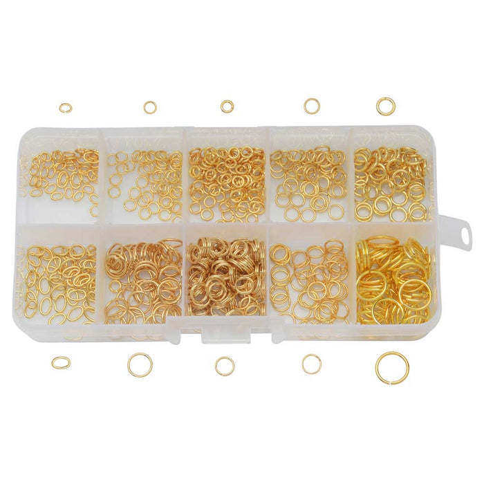 Beadaholique Basics, Jump Ring Variety Pack, Gold Plated (600 Pieces)