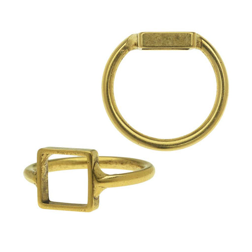 Nunn Design Ring, Open Frame Itsy Square Size 7, Antiqued Gold (1 Piece)