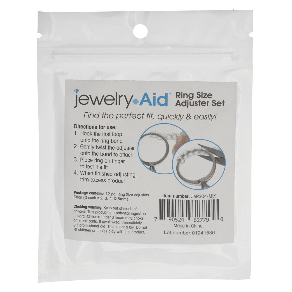 Jewelry Aid, Ring Size Adjusters 2mm 3mm 4mm 5mm, Plastic (1 Set)