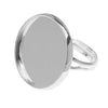 Silver Plated Round Bezel Adjustable Ring 20mm  (1 pcs)