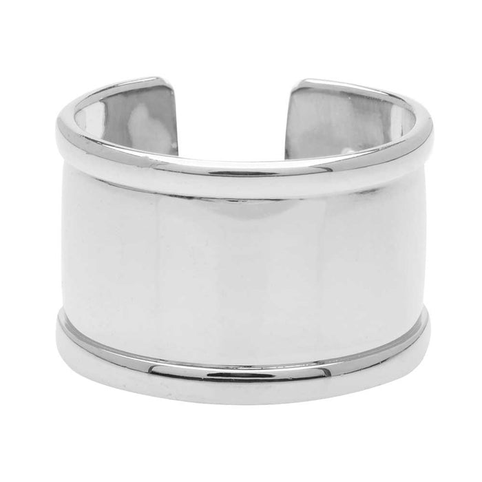 Elegant Elements, Adjustable Ring Base, Channel For Delica Seed Beads 22x14.5mm, 1 Ring, Silver Plt.
