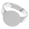 Nickel Alloy Color Adjustable Ring With 12mm Glue On Plate (4 pcs)