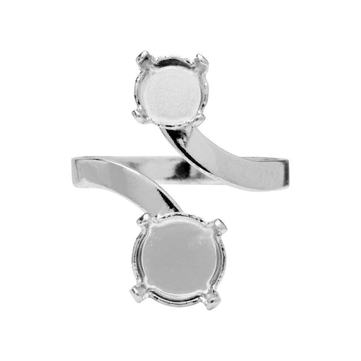 Gita Jewelry Setting for PRESTIGE Crystal, Snake Ring Base for SS29 & SS39 Chatons, Rhodium Plated