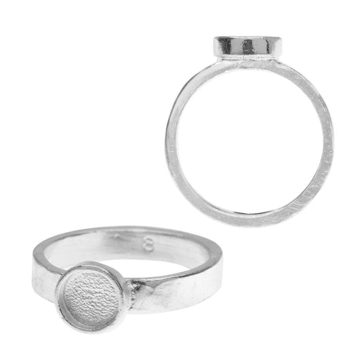 Nunn Design Ring, Hammered with Circle Bezel Size 8, Bright Silver (1 Piece)