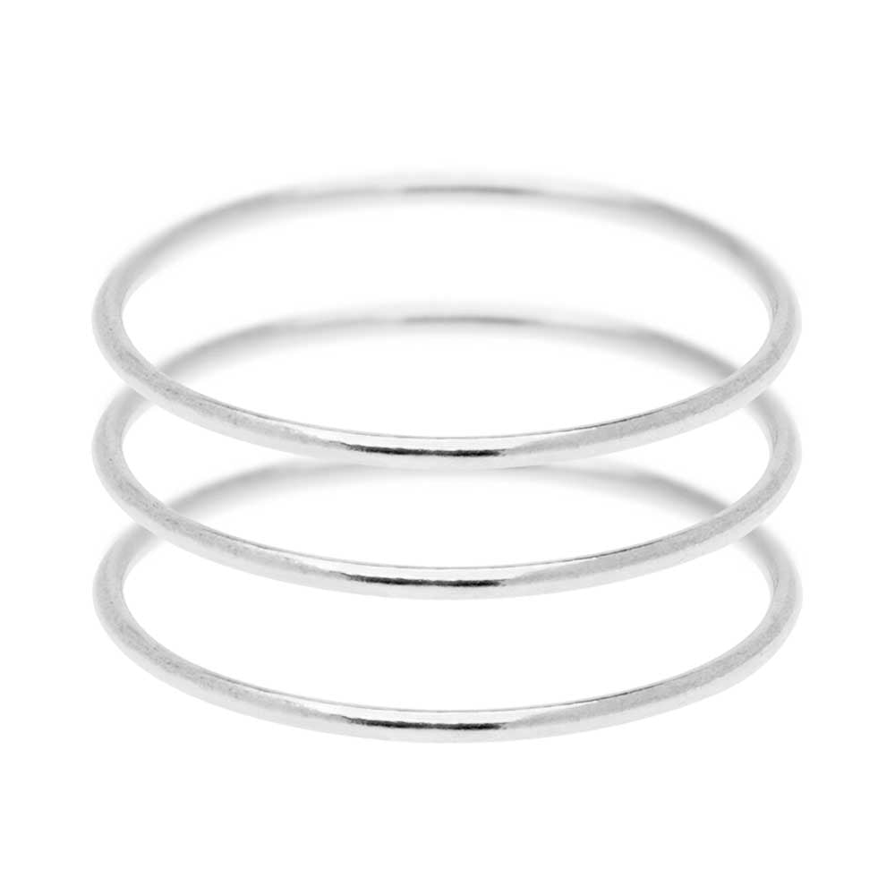 Stacking Ring Set, 1mm Round Wire / US Size 6, Sterling Silver (3 Pack)