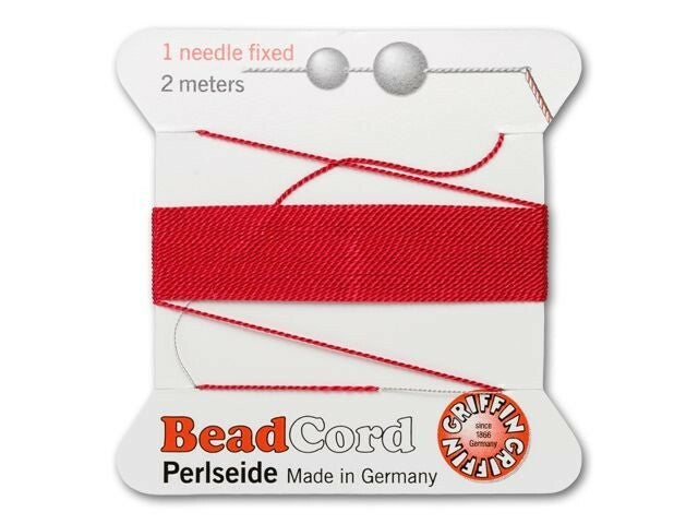 Griffin Silk Beading Cord & Needle Size 2 Red