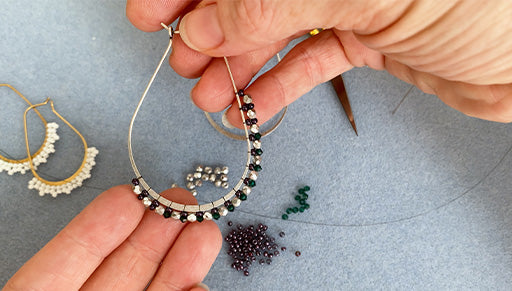 How to Add a Seed Bead and Crystal Edge to Hoop Earrings