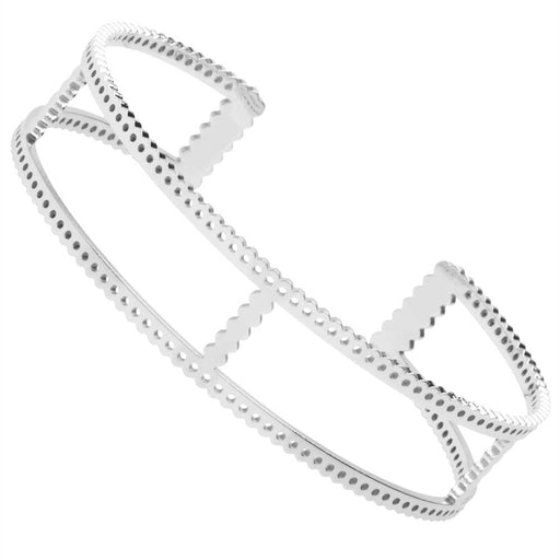 Centerline Beadable Cuff Bracelet, Cutouts and Holes 15.5mm, Rhodium Plated (1 Piece)