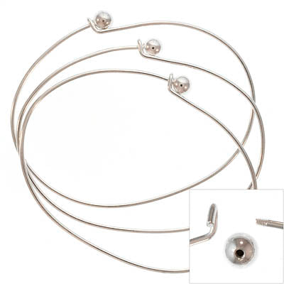 Silver Plated Wire Beading Bracelet With Ball - Add A Bead (36 each)