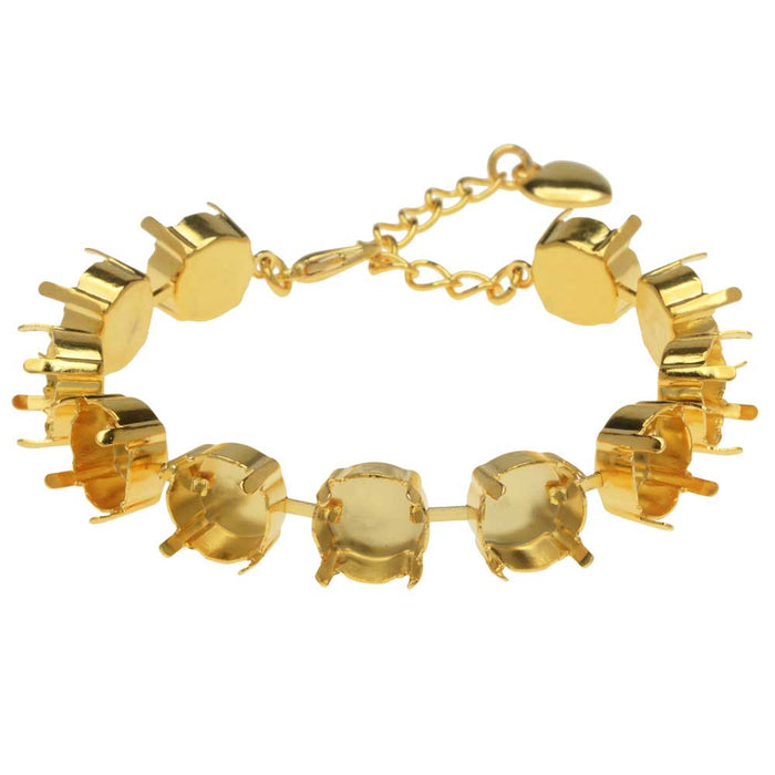 Gita Jewelry Almost Done Bracelet, 11 Cup Settings for SS47 PRESTIGE Crystal Rivolis, Gold Plated