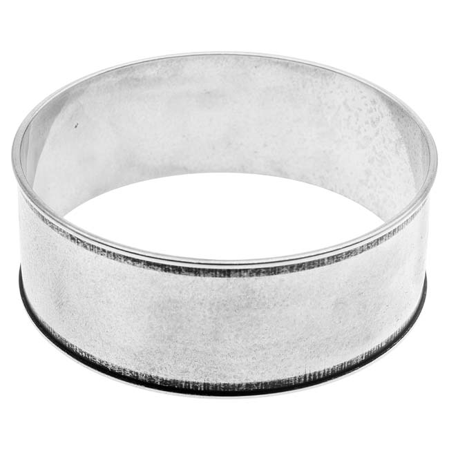 Nunn Design Antiqued Silver Plated Round Wide Channel Bangle Bracelet - 2 3/4 Inch (1 Piece)