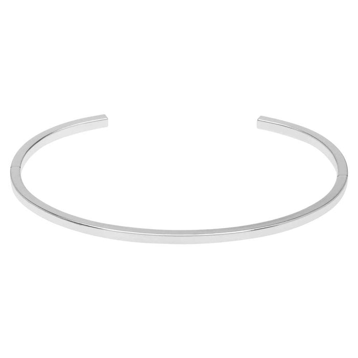 Cuff Bracelet, Oval with Square Flat Wire 64mm, Bright Silver, by Nunn Design (1 Piece)
