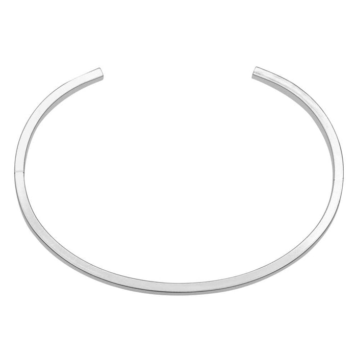 Cuff Bracelet, Oval with Square Flat Wire 64mm, Bright Silver, by Nunn Design (1 Piece)
