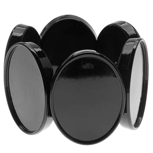 Black Plastic Stretch Bezel Collage Bracelet 40x30mm Ovals - 7 Inch (1 pcs)