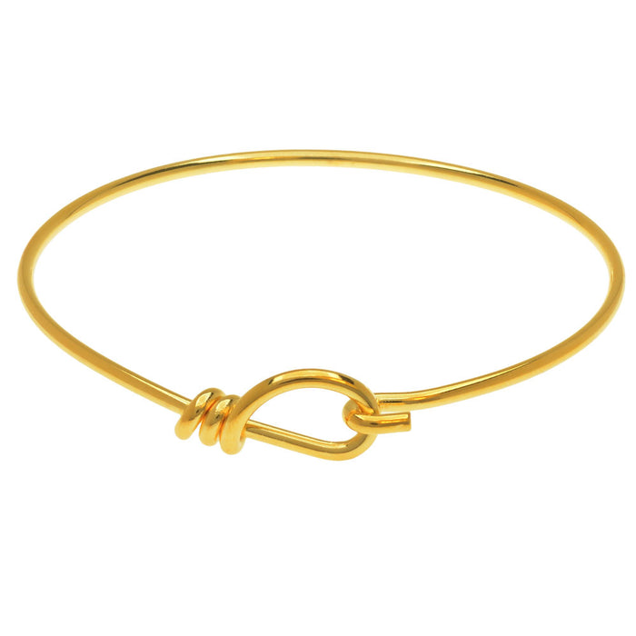 TierraCast Charm Bracelet Bangle, with Twisted Loop 2.6 Inch Diameter, 1 Piece, Gold Plated