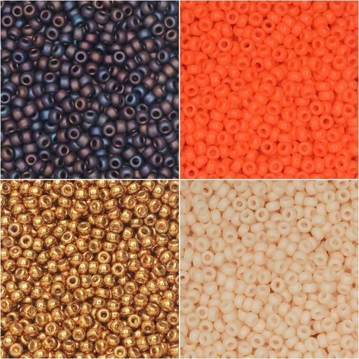 Exclusive Beadaholique Designer Palette, Miyuki Seed Bead Mix, Round 11/0 Size, Harvest Pumpkin (34 Grams)