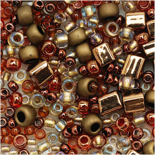 Toho Multi-Shape Glass Beads 'Ocha' Bronze Color Mix 8 Gram Tube