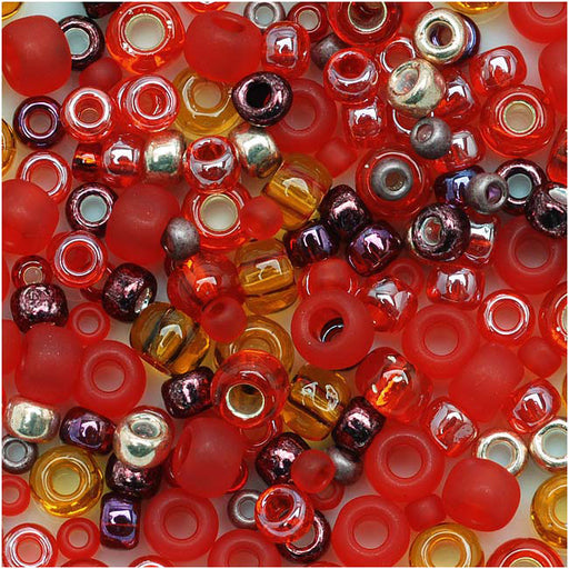 Toho Multi-Shape Glass Beads Momiji Red Color Mix 8 Gram Tube