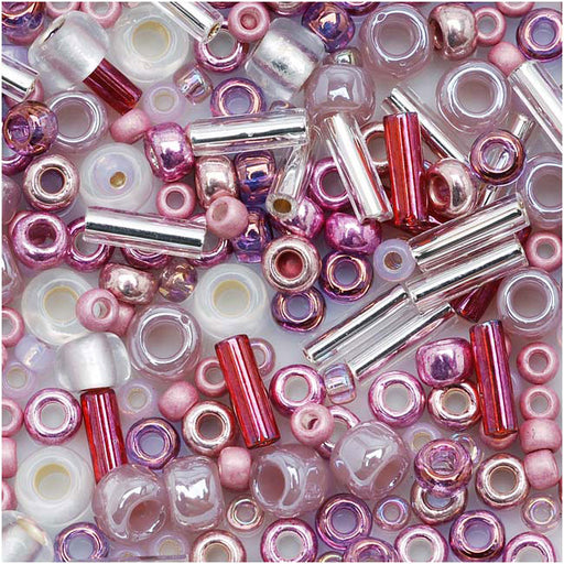 Toho Multi-Shape Glass Beads 'Hime' Pink Color Mix 8 Gram Tube