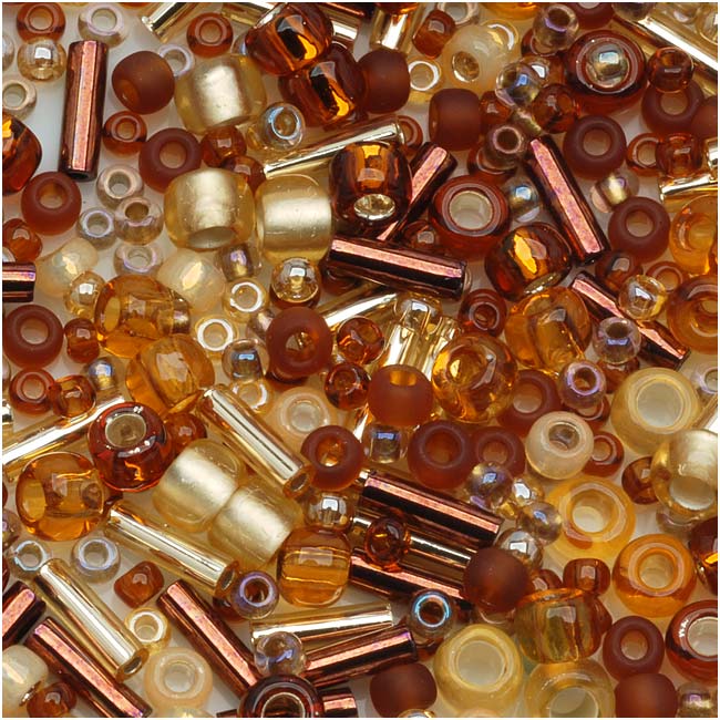 Toho Assorted Glass Beads 'Kohaku' Amber Mix 8g
