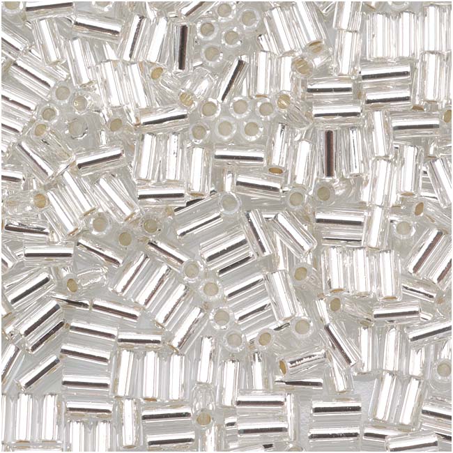 Bugle Beads, Size 2, Silver-lined Multi-color –