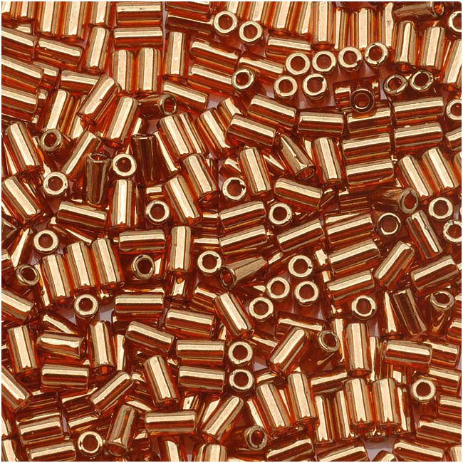 Toho Bugle Tube Beads Size #1 / 2x3mm Gold Lustered African Sunset 8 Grams