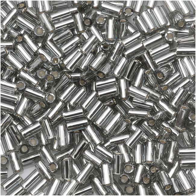 Toho Bugle Tube Beads Size #1 / 2x3mm Silver Lined Gray 8 Grams