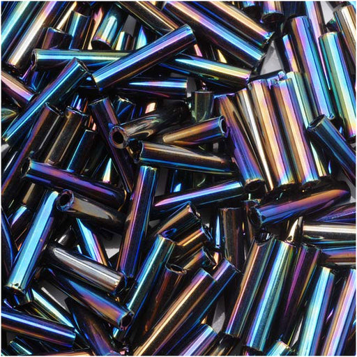 Toho Bugle Tube Beads Size #3 2x9mm Metallic Rainbow Iris 10 Grams